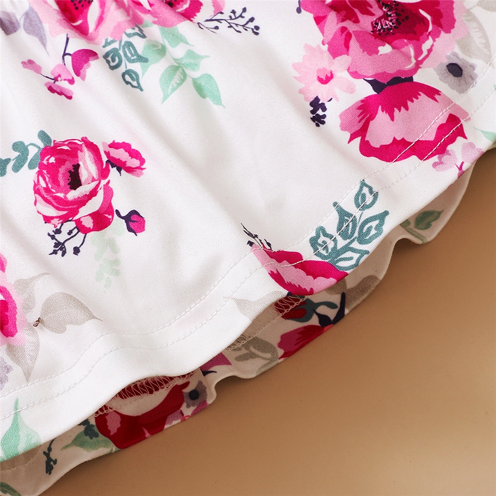 Set Đồ Mùa Hè 2 Món Gồm Áo Tay Bay In Hoa + Quần Ngắn Đáng Yêu Cho Bé Gái 1-4 Tuổi