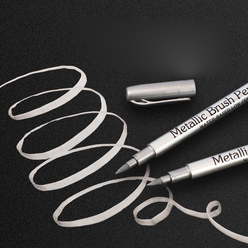 Bút Lông Kim Loại Màu Vàng / Bạc Vẽ Tranh Graffiti Chống Thấm Nước