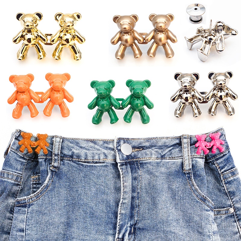 Set 2 Khóa Thắt Lưng Quần Jean Hình Gấu Có Thể Điều Chỉnh