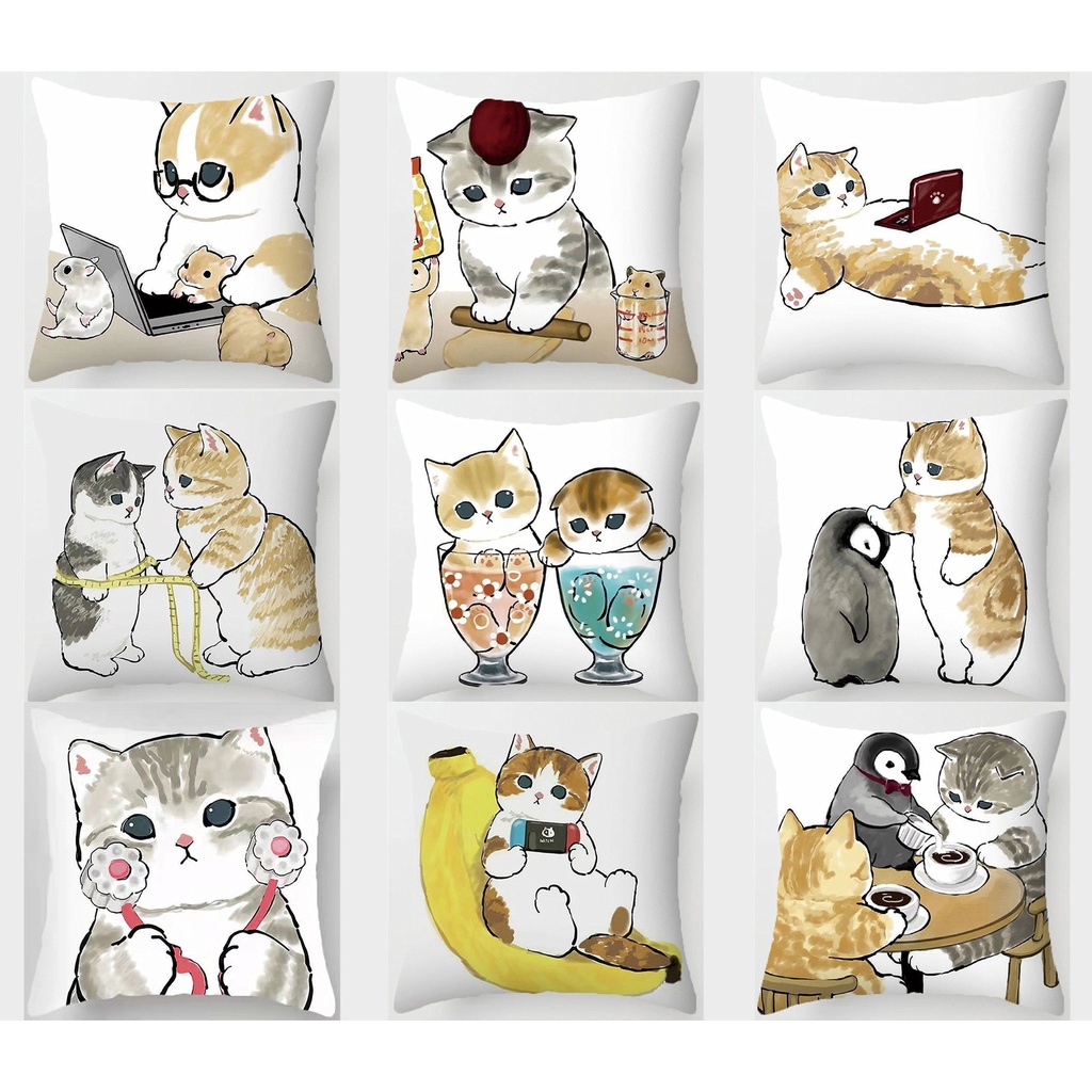Đệm Bọc Ghế Ngồi Hình Mèo kitty Dễ Thương Kích Thước 70X70.60X60.50X50.45X45.40X40Vỏ Bọc Trang Trí Cho Ghế sofa / Nhà Ở / Sân Vườn