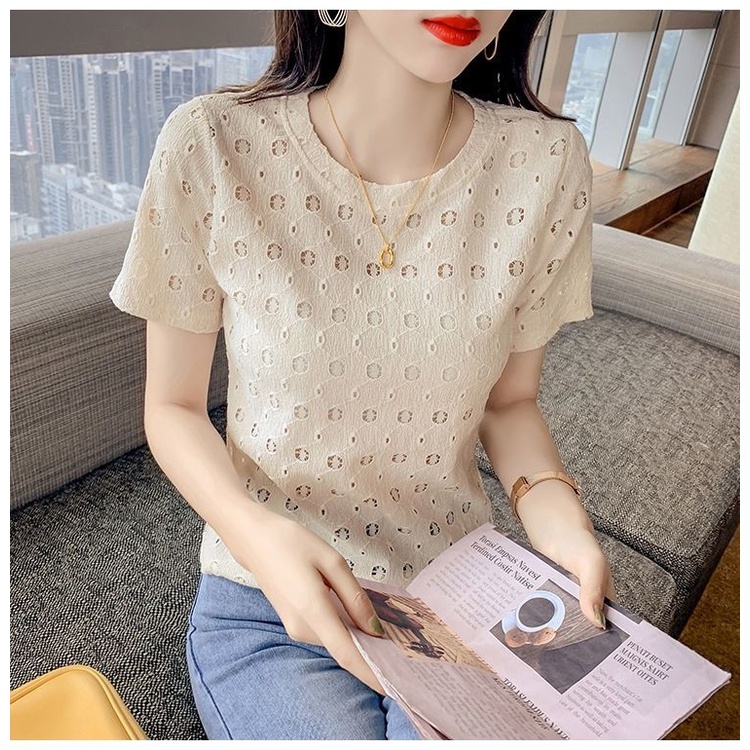 Áo Thun Nữ Ngắn Tay Cổ Tròn Thời Trang Hàn
