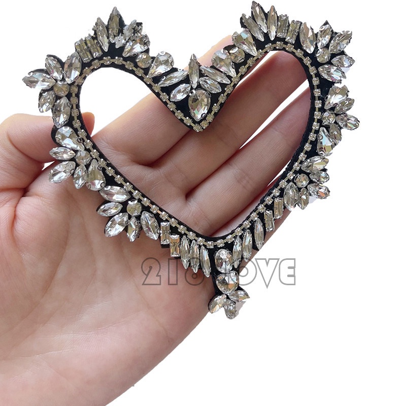 1 Miếng Vải Đính Đá Hình Trái Tim Thời Trang Dùng Trang Trí Quần Áo / Túi Xách 218 Love