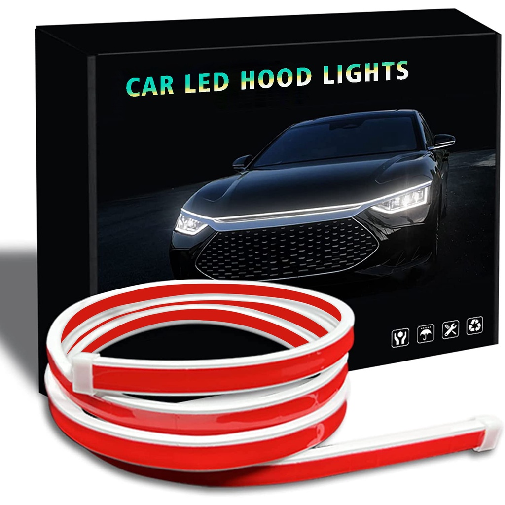 Dải đèn mui ô tô Màu trắng 150CM 180CM Ngoại thất ô tô Dải đèn LED linh hoạt Đèn chạy ban ngày DRL Trắng Băng Xanh Đỏ Vàng 1pc cho Ô tô, SUV, Xe tải