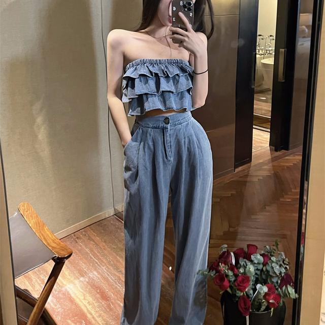 Áo Ống Nhún Bèo Một Mảnh Thời Trang Quyến Rũ Dành Cho Nữ