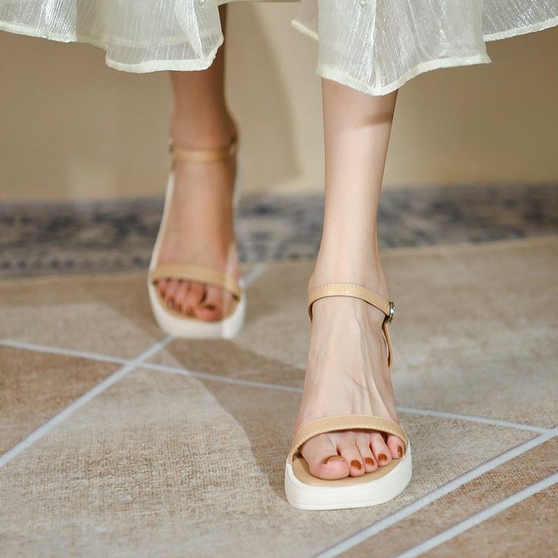 Giày Sandal Cao Gót Đế Xuồng Mềm Thời Trang Dành Cho Nữ
