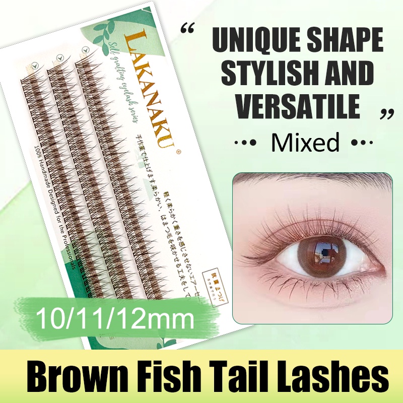 Hộp Lông Mi Giả 3 Hàng Màu Nâu Kiểu Đuôi Cá Thời Trang