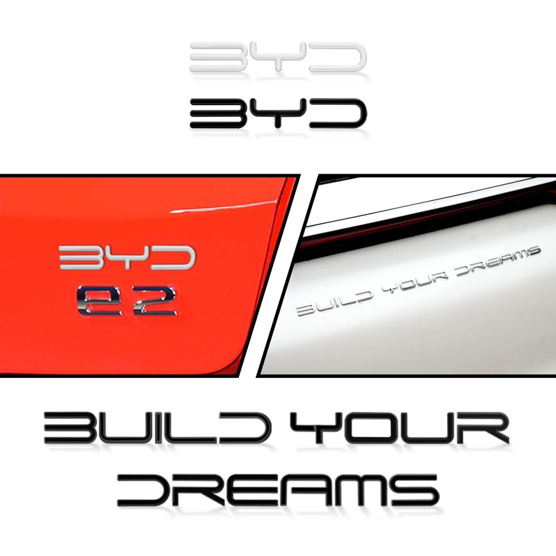 Miếng Dán Logo 3D Bằng Kim Loại Mạ Chrome Trang Trí Đuôi Xe Hơi BYD HAN TANG ATTO3 E5 E6 S6 S7