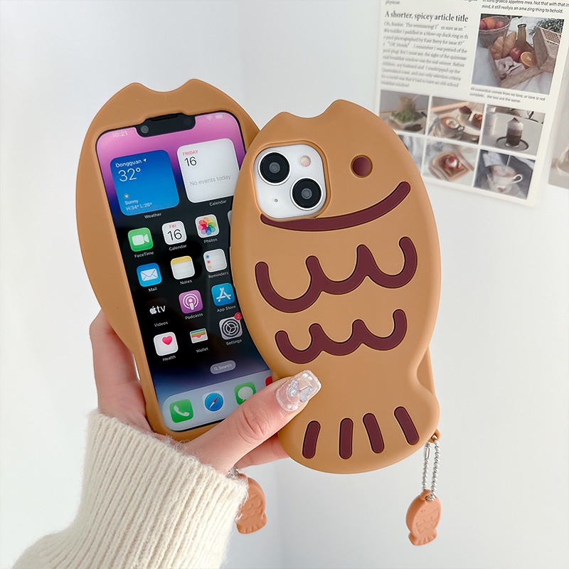 Ốp Điện Thoại Silicone Mềm Hình Cá Taiyaki Cho iphone 13 14 13promax 12pro 11 14promax