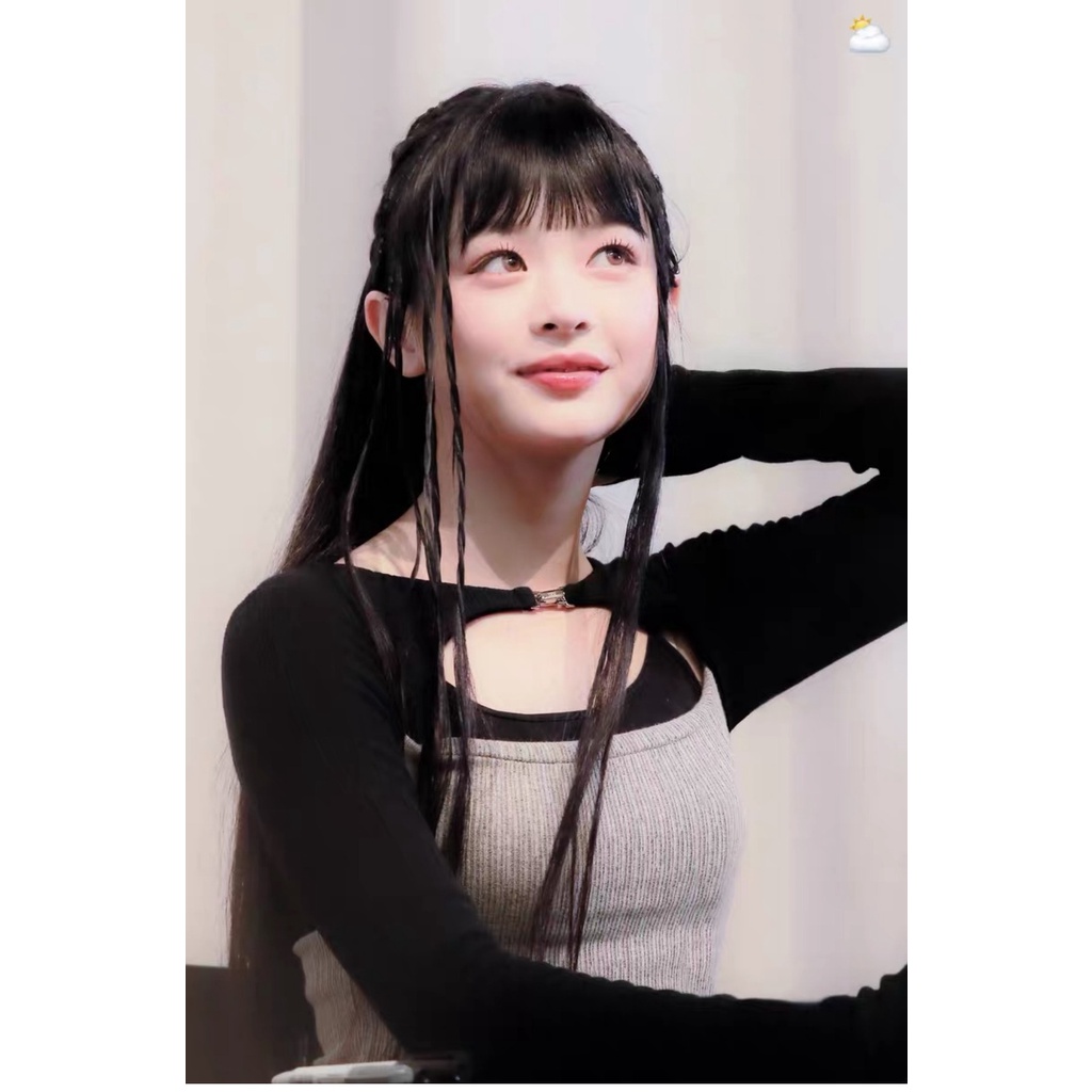 Áo Dệt Kim Dài Tay Hai Mảnh Dáng Ôm Ngắn Phong Cách Hàn Quốc Lee Sung Kyung Yuse Karina Newjeans Hanni