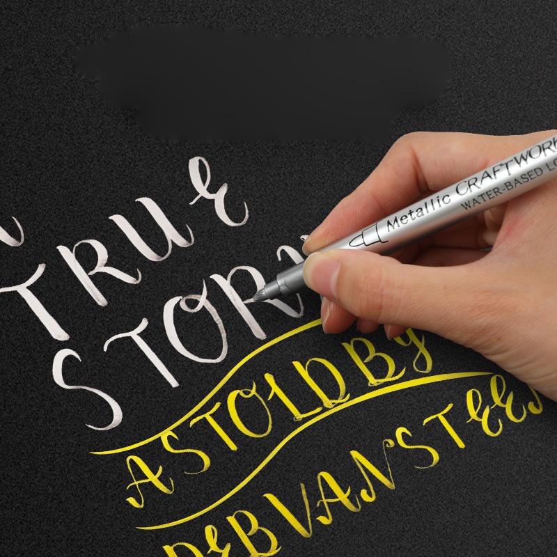 Bút Lông Kim Loại Màu Vàng / Bạc Vẽ Tranh Graffiti Chống Thấm Nước