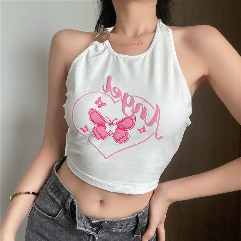 Áo Hai Dây Dáng Ngắn In Họa Tiết Thời Trang Quyến Rũ Cho Nữ