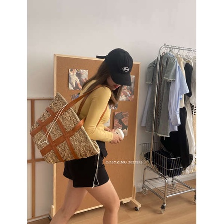 Túi Xách Đeo Vai Đan Cói Cỡ Lớn Thời Trang Mùa Hè 2022 Mới Cho Nữ