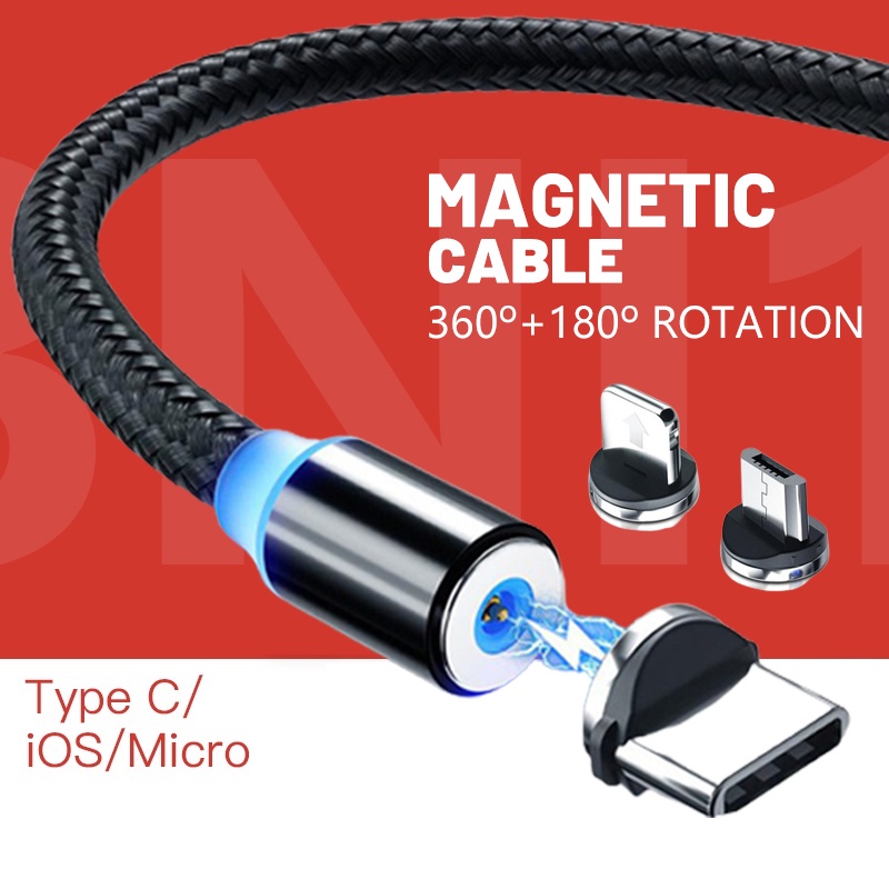 Dây Cáp Sạc USB Từ Tính Kèm Đèn Và Micro Type-C Cho iphone Android