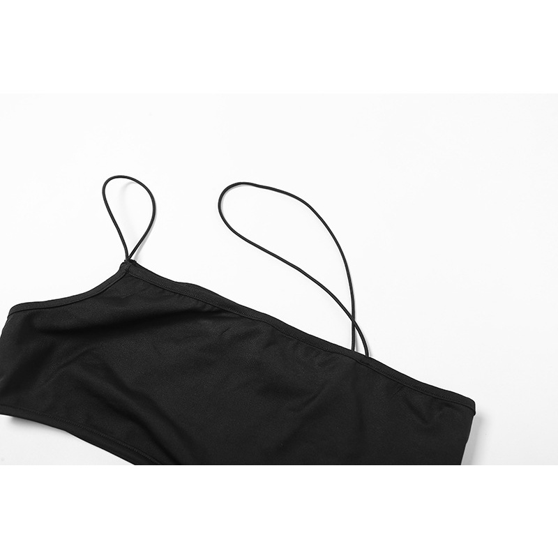 Áo Croptop Màu Đen Phối Lưới Thiết Kế Lệch Tà Quyến Rũ Thời Trang Cho Nữ