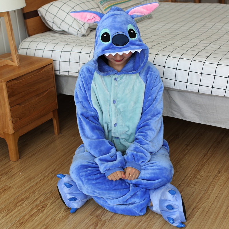 Bộ Đồ Ngủ Liền Thân Hóa Trang Nhân Vật Hoạt Hình Pikachu Stitch Gấu Tr