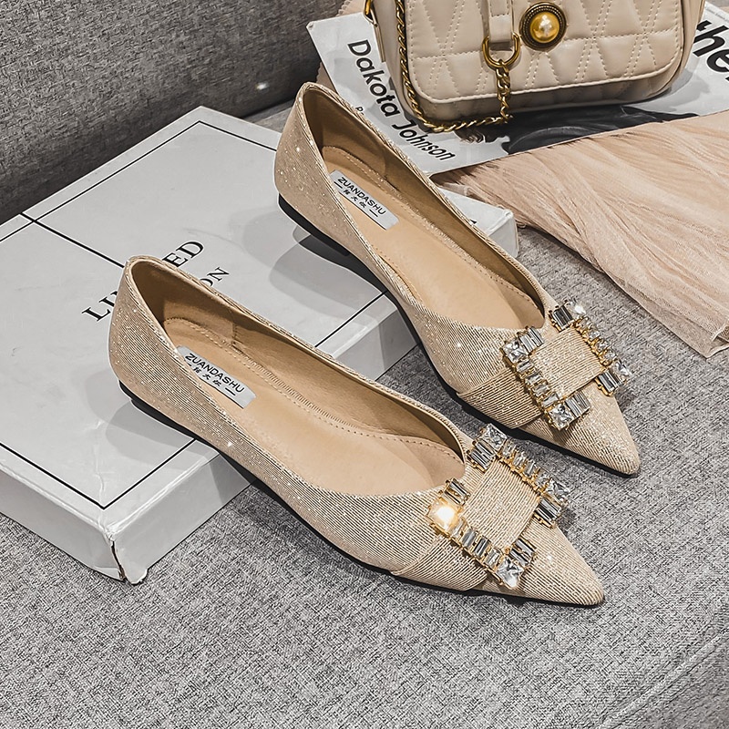 Giày Búp Bê Mũi Nhọn Gót Thấp Mẫu Mới 2023 Size 33-46 Thời Trang Cho Nữ