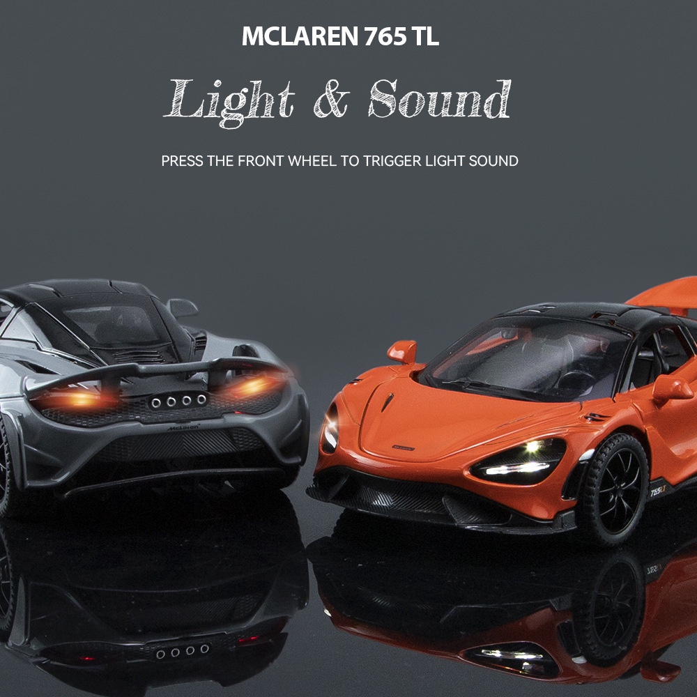 Mô Hình Xe Hơi Thể Thao Mclaren 765LT Bằng Hợp Kim Kẽm Với Tỷ Lệ 1 / 32