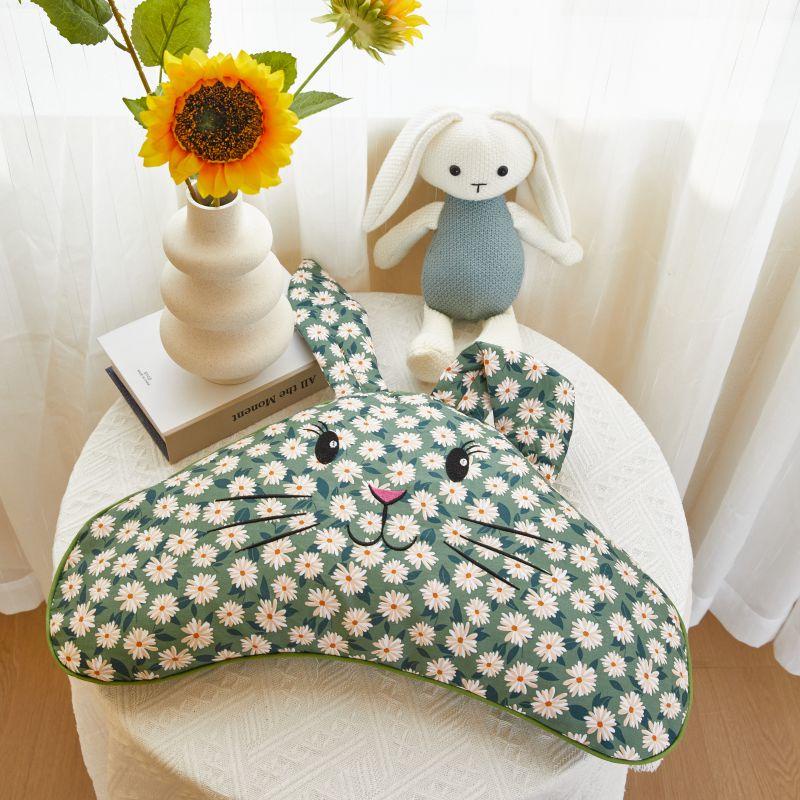 1 Gối Cotton Nguyên Chất Họa Tiết Thỏ / Hổ Hoạt Hình Phong Cách Trung Hoa
