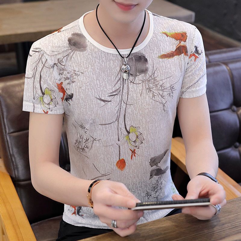Áo Thun Tay Ngắn Cổ Chữ V Phong Cách Hàn Quốc Thời Trang Mùa Hè Cho Nam