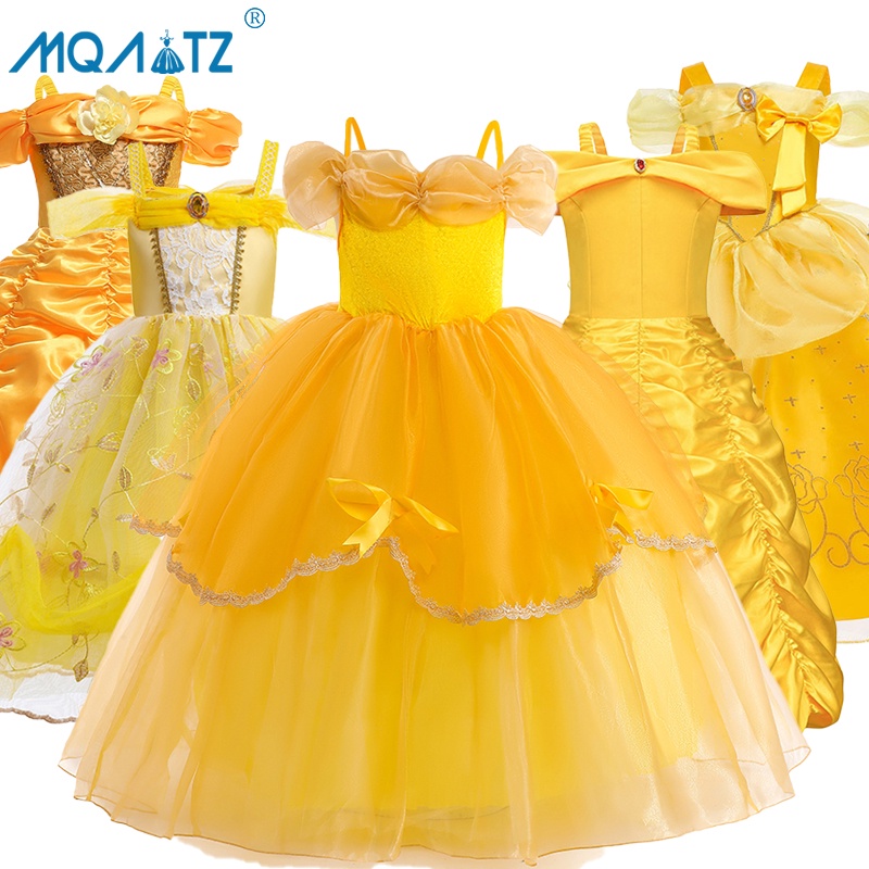 Đầm bé gái MQATZ SMR045 màu vàng cosplay công chúa dự tiệc sinh nhật