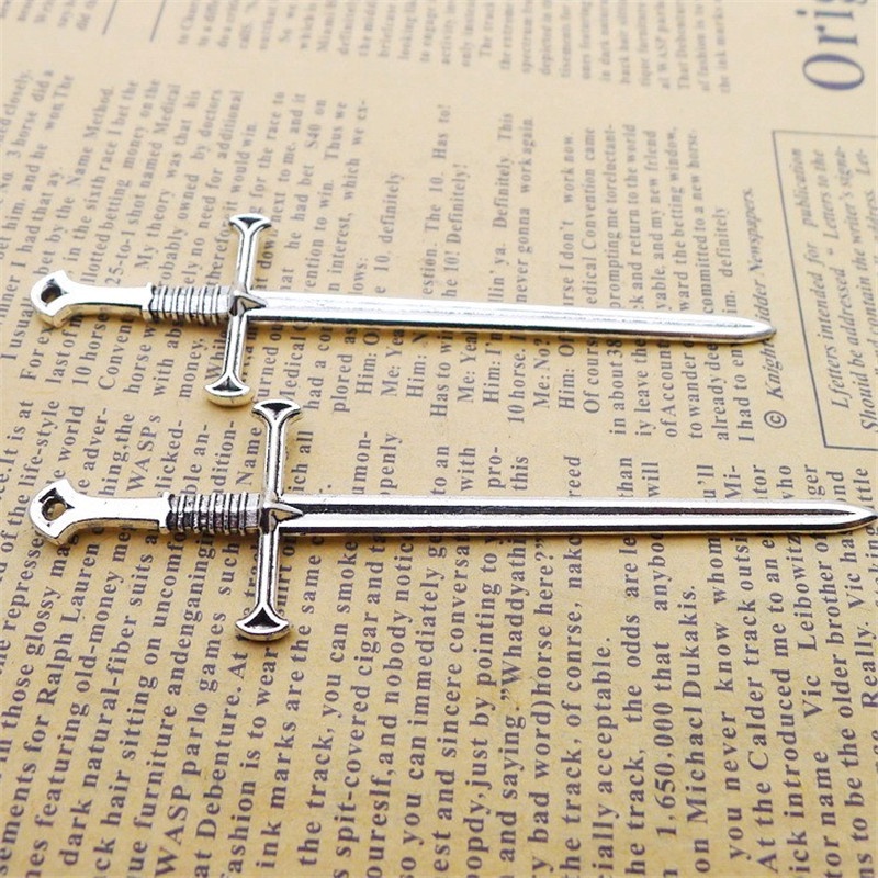 Bộ 20 Mặt Dây Chuyền Hình Thanh Kiếm Bằng Hợp Kim Kẽm 8.8x2.5CM DIY Làm Trang Sức Nam Nữ di395