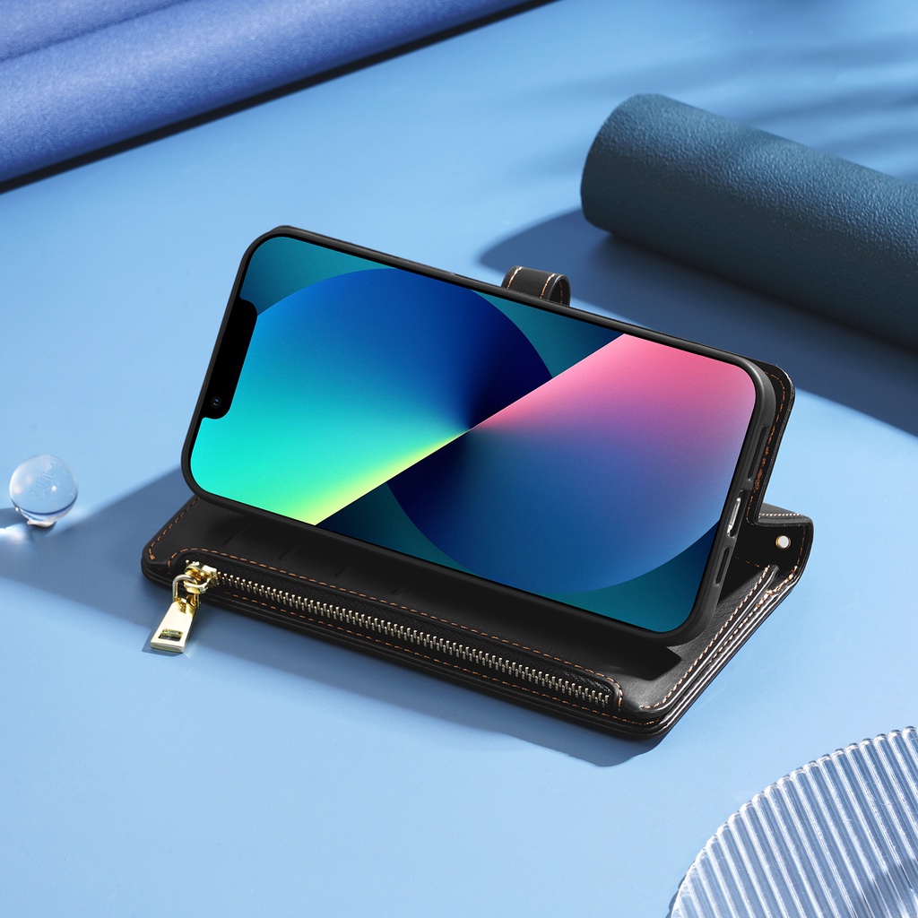 Từ Dây Kéo Ví Ốp Điện Thoại Cho iPhone 15 14 Pro Max 11 12 13 Pro Max Xs Max Xr X Cao Cấp Vintage Da Hoa Sang Trọng Ví Đựng Thẻ Dây Đeo Tay Thiết Kế Bìa Sách