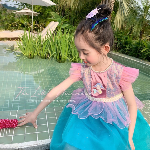 Đầm Công Chúa Tiên Cá Mùa Hè Không Tay Hàng Có Sẵn Mới Cho Bé Gái