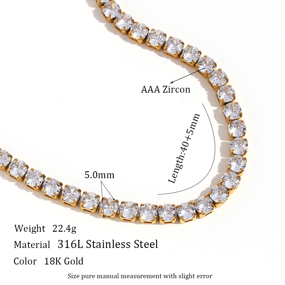 Dây Chuyền 2mm 40cm Bằng Thép Không Gỉ Đính Đá Zircon Sang Trọng Thời Trang Cho Nữ