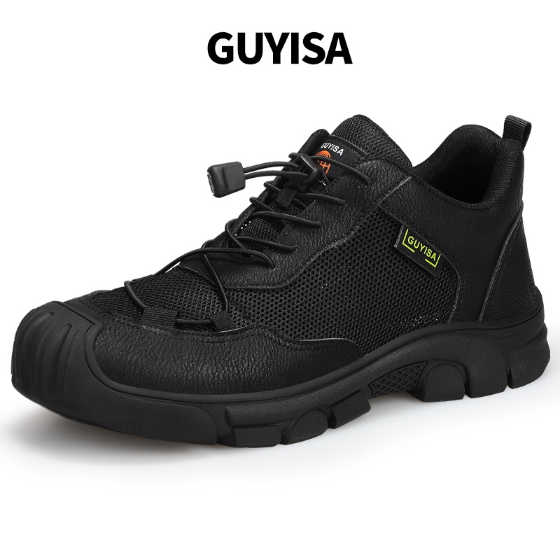 Guyisa Giày Bảo Hộ Mũi Thép Thoáng Khí Chống Đâm Thủng Màu Đen cn39-46 0216bk