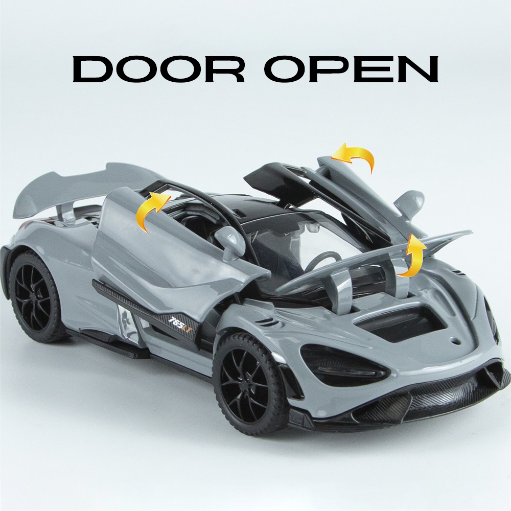 Mô Hình Xe Hơi Mclaren 765LT Bằng Hợp Kim Có Đèn Và Âm Thanh Tỉ Lệ 1: 32