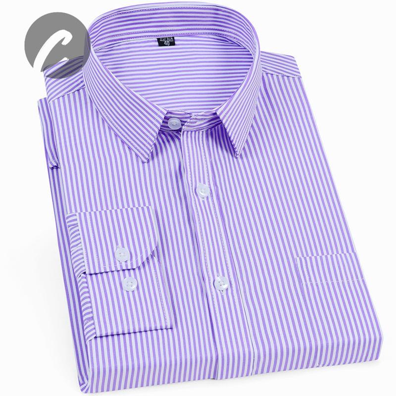 Áo Sơ Mi Dài Tay Kẻ Sọc Xanh Dương Thanh Lịch Cho Đàn Ông Trung Niên