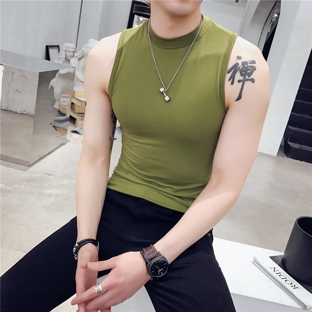 Áo Ba Lỗ Thể Thao Cổ Cao Ôm Dáng Thời Trang Mùa Hè Cho Nam