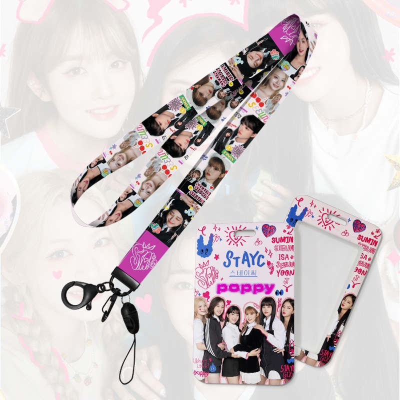 Blackpink Set Dây Đeo Cổ + Túi Đựng + Ví Đựng Thẻ In Hình Nhóm Nhạc Kpop BTS TXT Treasure ATEEZ INTO1 StrayKids STAYC SPY FAMILY E Eunhypen NEW LE Sferafim  I-DLECard