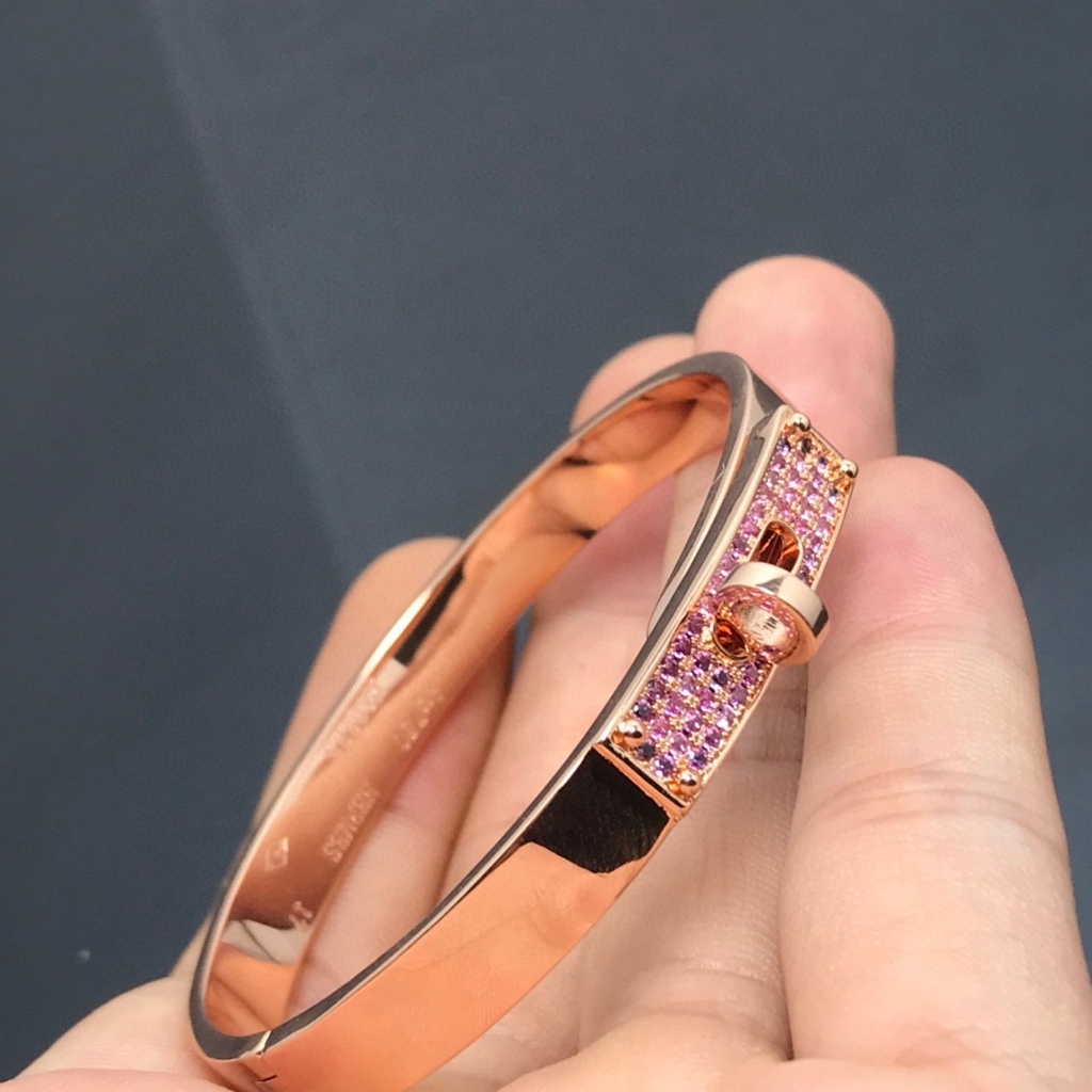 Vòng Tay Mạ Vàng Hồng 18k Hình Mũi Heo Đính Đá Thời Trang Cho Nữ