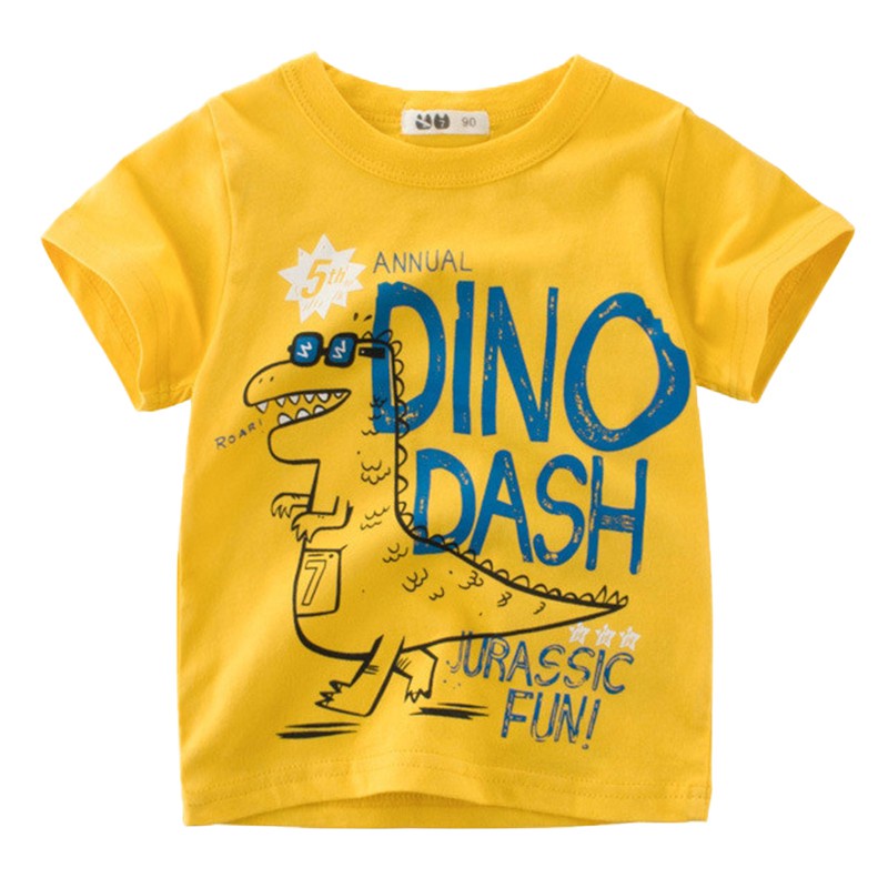 Áo Thun Tay Ngắn In Hình Khủng Long 3d 4 Màu Thời Trang Mùa Hè Cho Bé Trai Và Gái