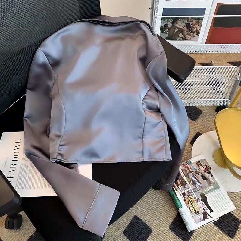 Áo Sơ Mi Satin Xếp Ly Dáng Ôm Tay Dài Phong Cách Hàn Quốc Baju Baju Wanita Lengan Panjang Hàng Mới Có Sẵn