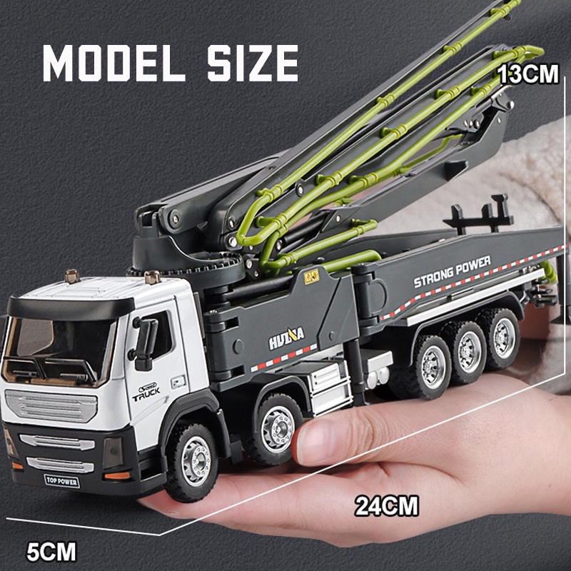 Mô Hình Xe Tải Bơm Bê Tông Bằng Hợp Kim Tỉ Lệ 1: 50