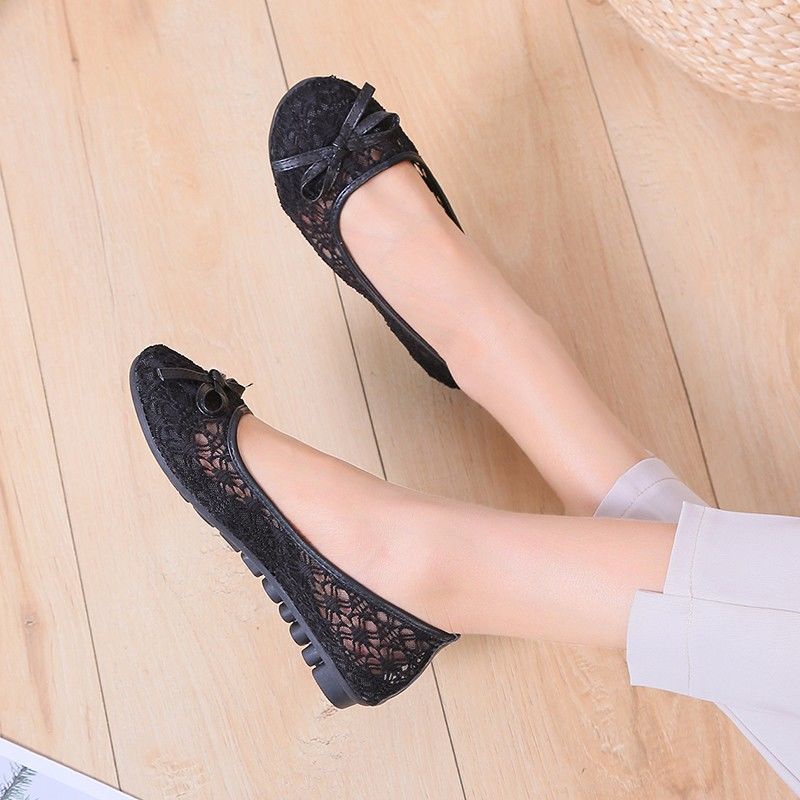 Giày Búp Bê Mũi Tròn Đế Mềm Phối Ren Lưới Thoáng Khí Thời Trang Xuân Hè 2023 Cho Mẹ Bầu