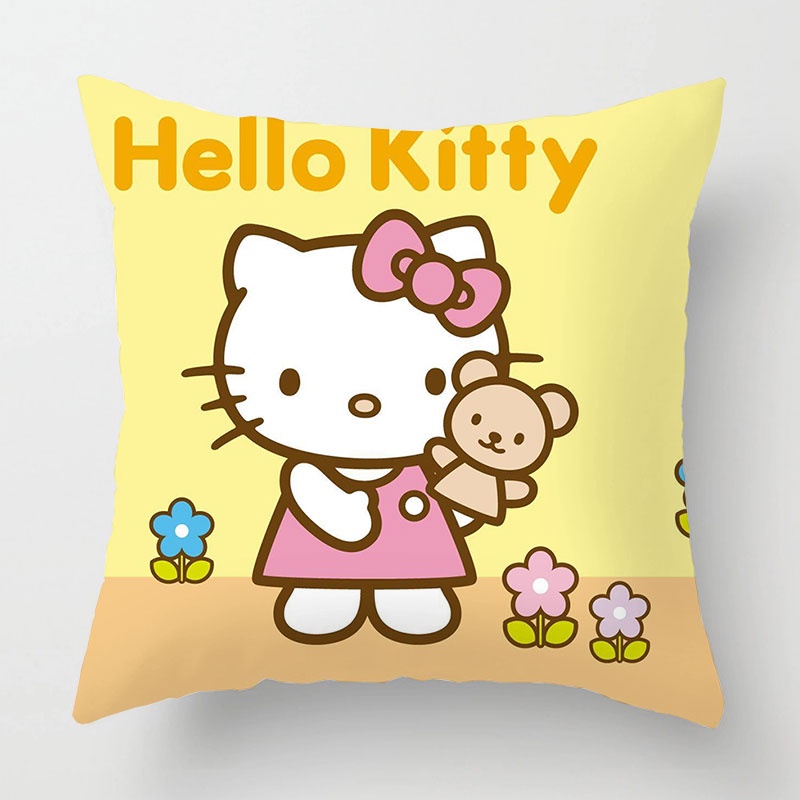 Vỏ Gối Vuông 45 * 45cm In Hình Hello Kitty Đáng Yêu