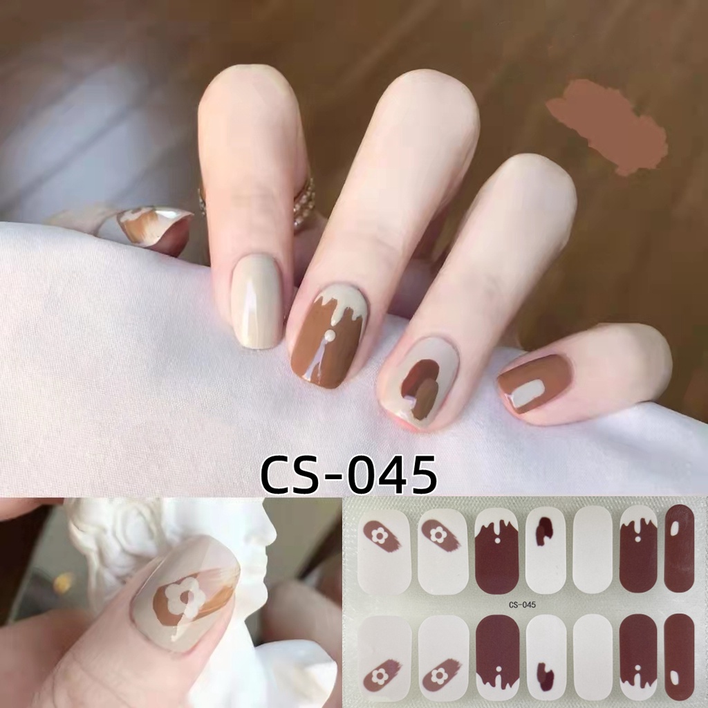 Bộ 14 Miếng Dán Móng Tay Không Độc Hại Chống Thấm Nước Họa Tiết Hoạt Hình Dễ Thương
