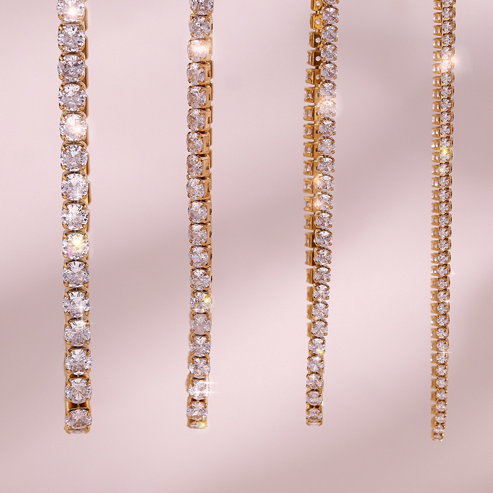 Dây Chuyền 2mm 40cm Bằng Thép Không Gỉ Đính Đá Zircon Sang Trọng Thời Trang Cho Nữ