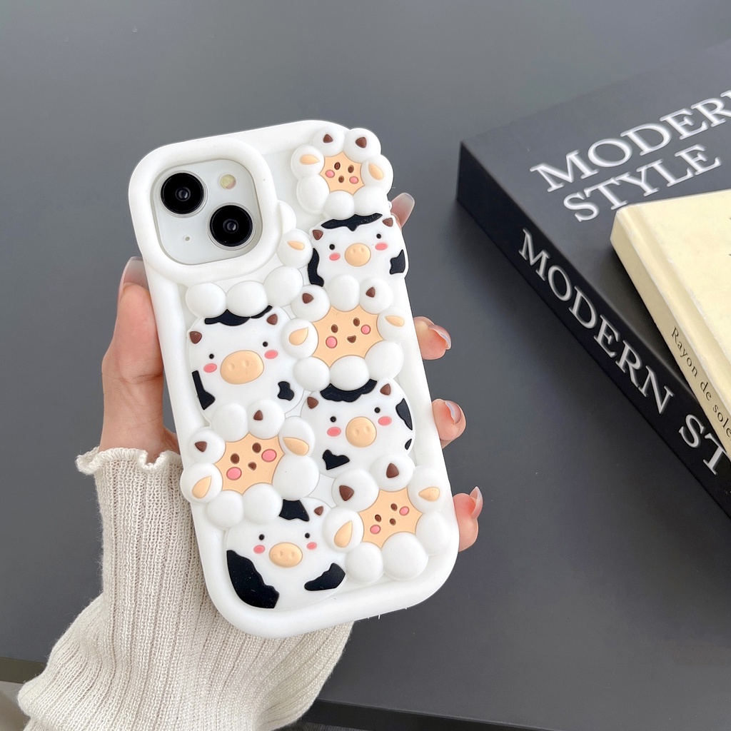 Ốp Điện Thoại TPU Silicon Mềm Chống Sốc In Hình Chú Cừu 3D Bảo Vệ Ống Kính Máy Ảnh Cho iPhone 14 13 12 11 Pro Max