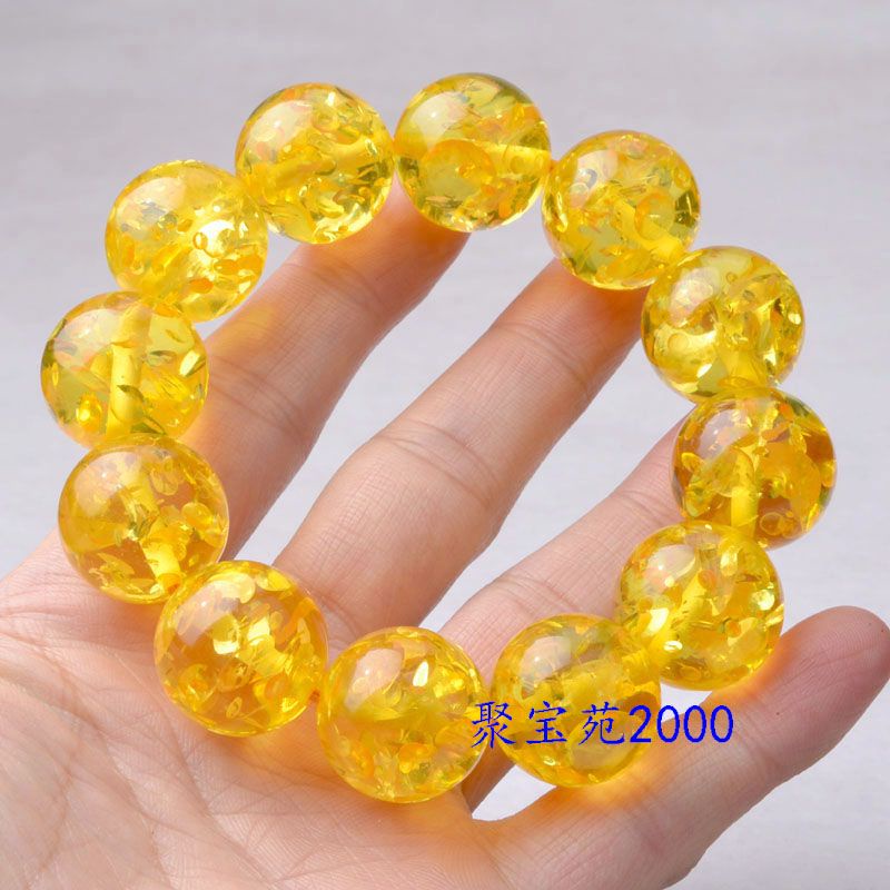 Vòng Tay Chuỗi Hạt Đá Hổ Phách Tự Nhiên 3.24 Màu Vàng / Hổ Phách Dành Cho Nam Nữ