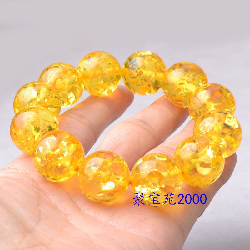 Vòng Tay Chuỗi Hạt Đá Hổ Phách Tự Nhiên 3.24 Màu Vàng / Hổ Phách Dành Cho Nam Nữ