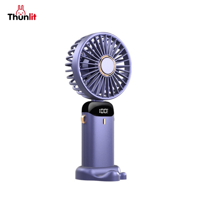 Quạt sạc THUNLIT 3000mah thiết kế di động cầm tay gấp và để bàn với màn hình LED
