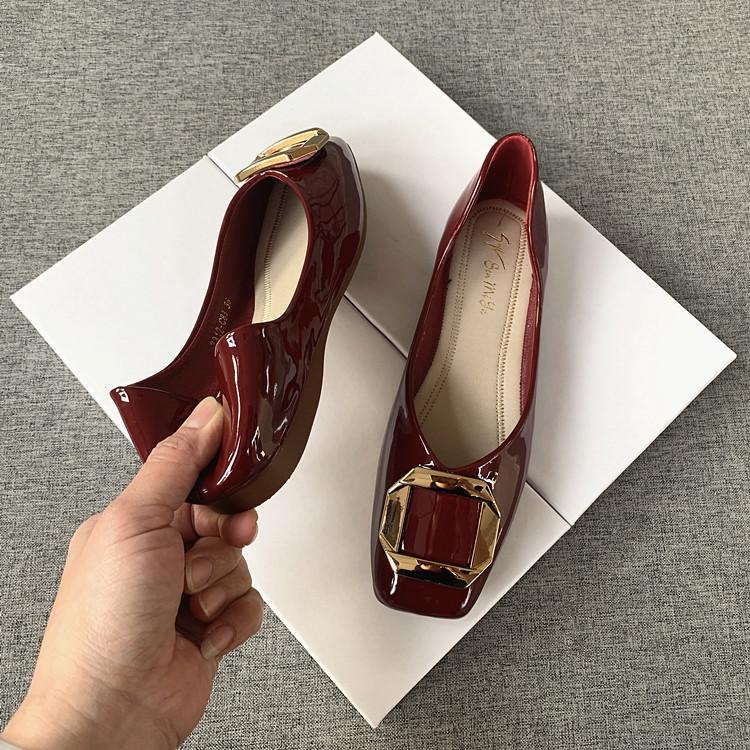 Giày Búp Bê Da Bóng Mũi Vuông Đế Mềm Size Lớn 44 Thời Trang Xuân Thu 2023 Cho Nữ