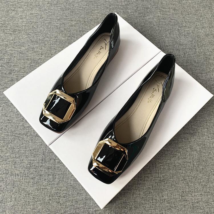 Giày Búp Bê Da Bóng Mũi Vuông Đế Mềm Size Lớn 44 Thời Trang Xuân Thu 2023 Cho Nữ