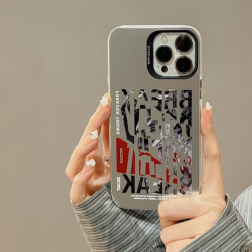 Ốp Điện Thoại TPU Dẻo Viền Mạ Màu Bạc In Chữ Đơn Giản Thời Trang Cho iphone 13 14 12 11 pro max