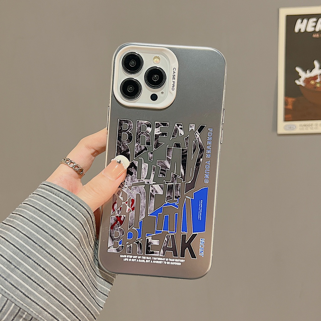 Ốp Điện Thoại TPU Dẻo Viền Mạ Màu Bạc In Chữ Đơn Giản Thời Trang Cho iphone 13 14 12 11 pro max