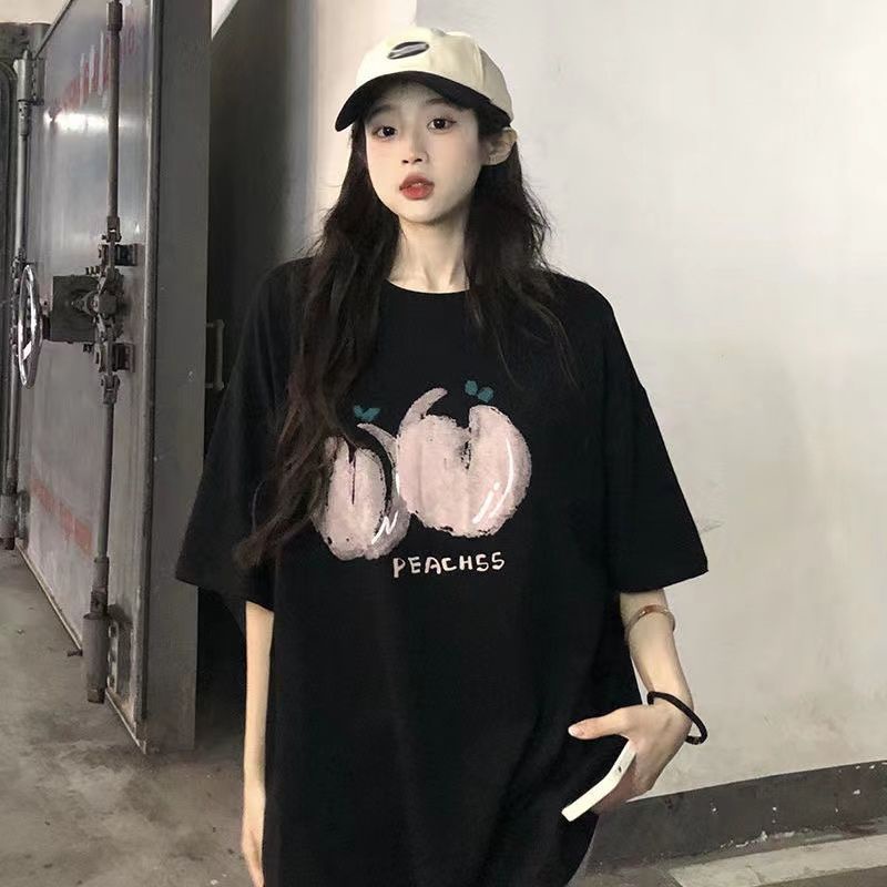 COZOK Áo Thun Tay Ngắn Dáng Rộng In Chữ Thời Trang